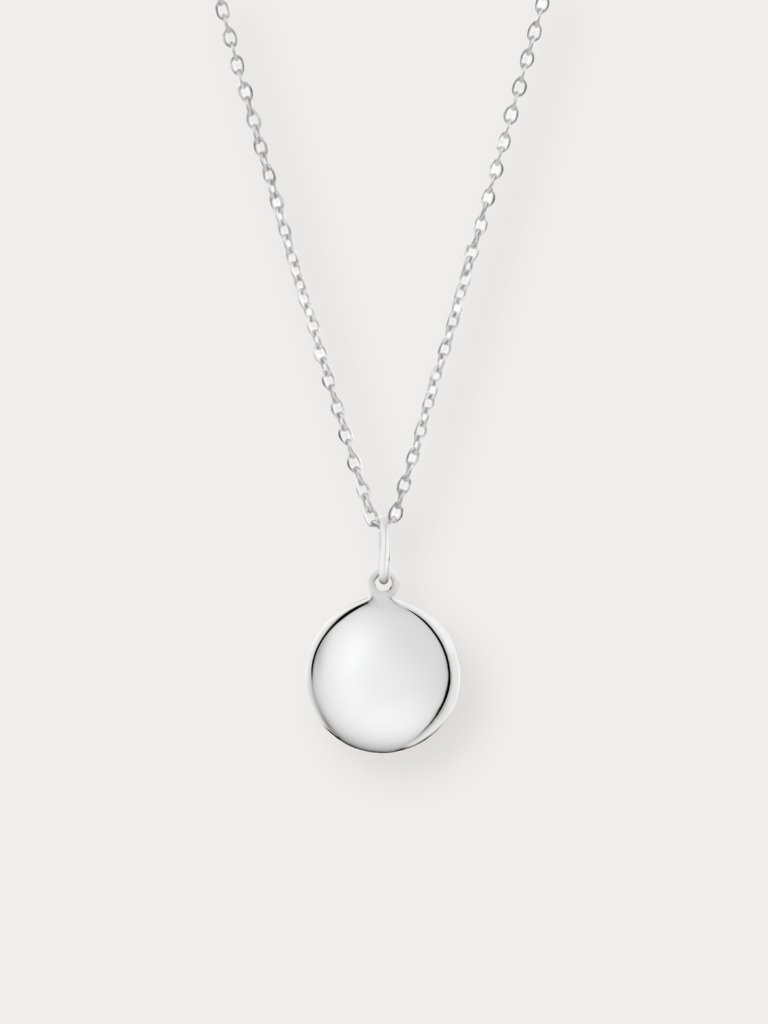 Round Engravable Locket Necklace laid flat