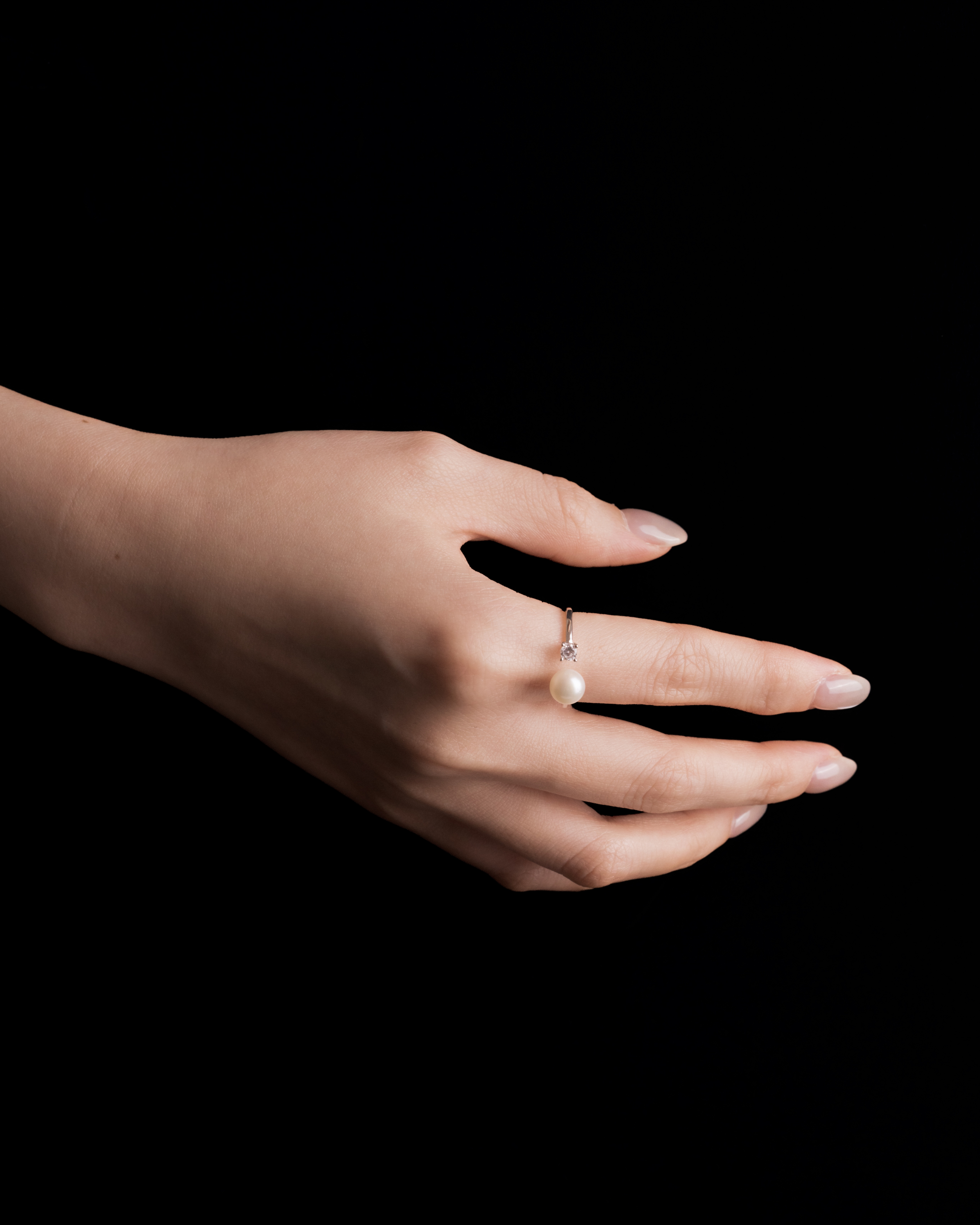 Sarah open ring styled on finger