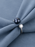 MNML Selene Freshwater Pearl Open Ring in midnight blue pearl — navy pearl ring Malaysia