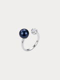 Selene Freshwater Pearl Open Ring in Midnight Blue Pearl, 925 sterling silver 