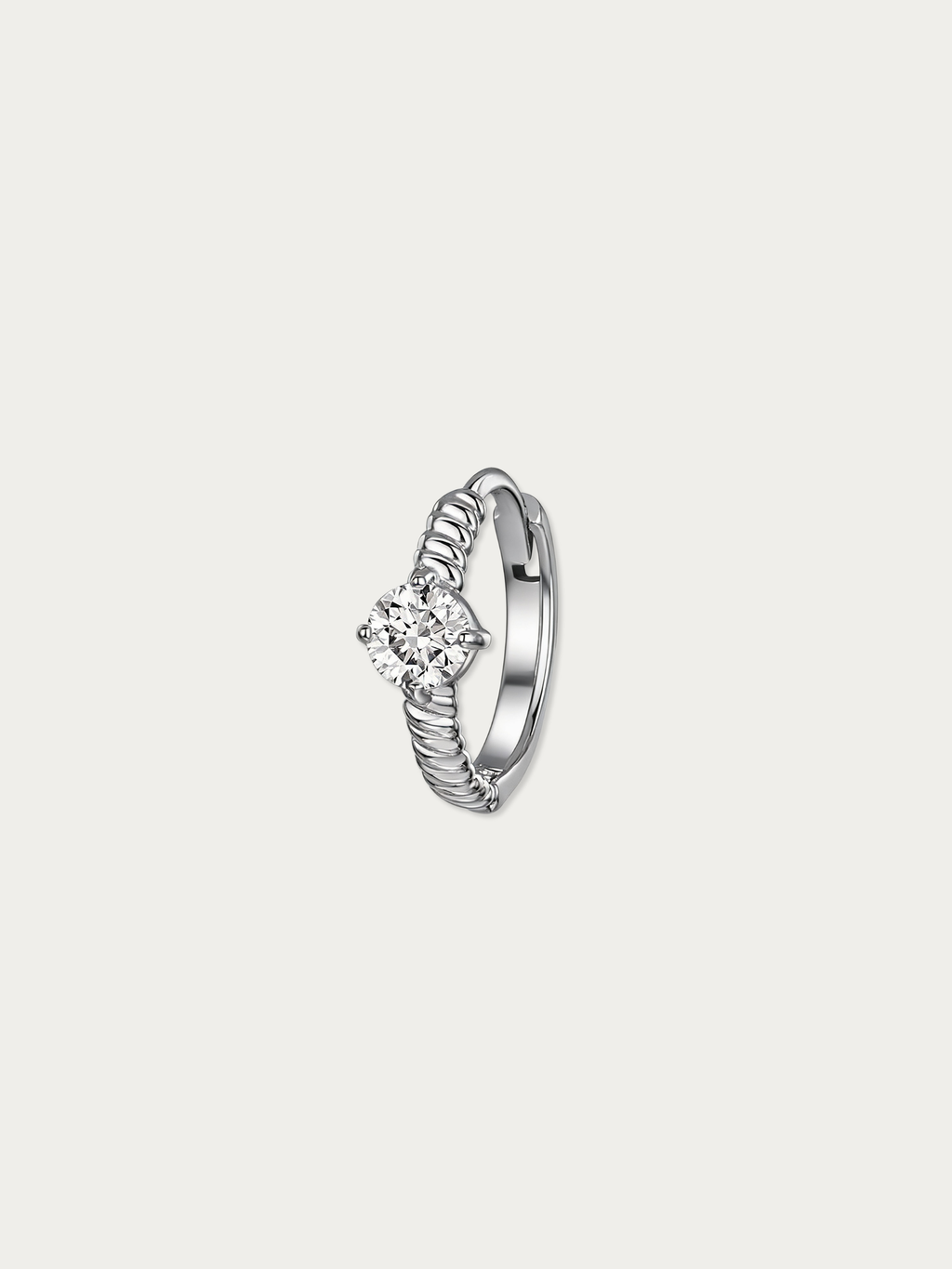 MNML Selene Rope Crystal Single Huggie in 925 silver — front view, crystal huggie earring Malaysia