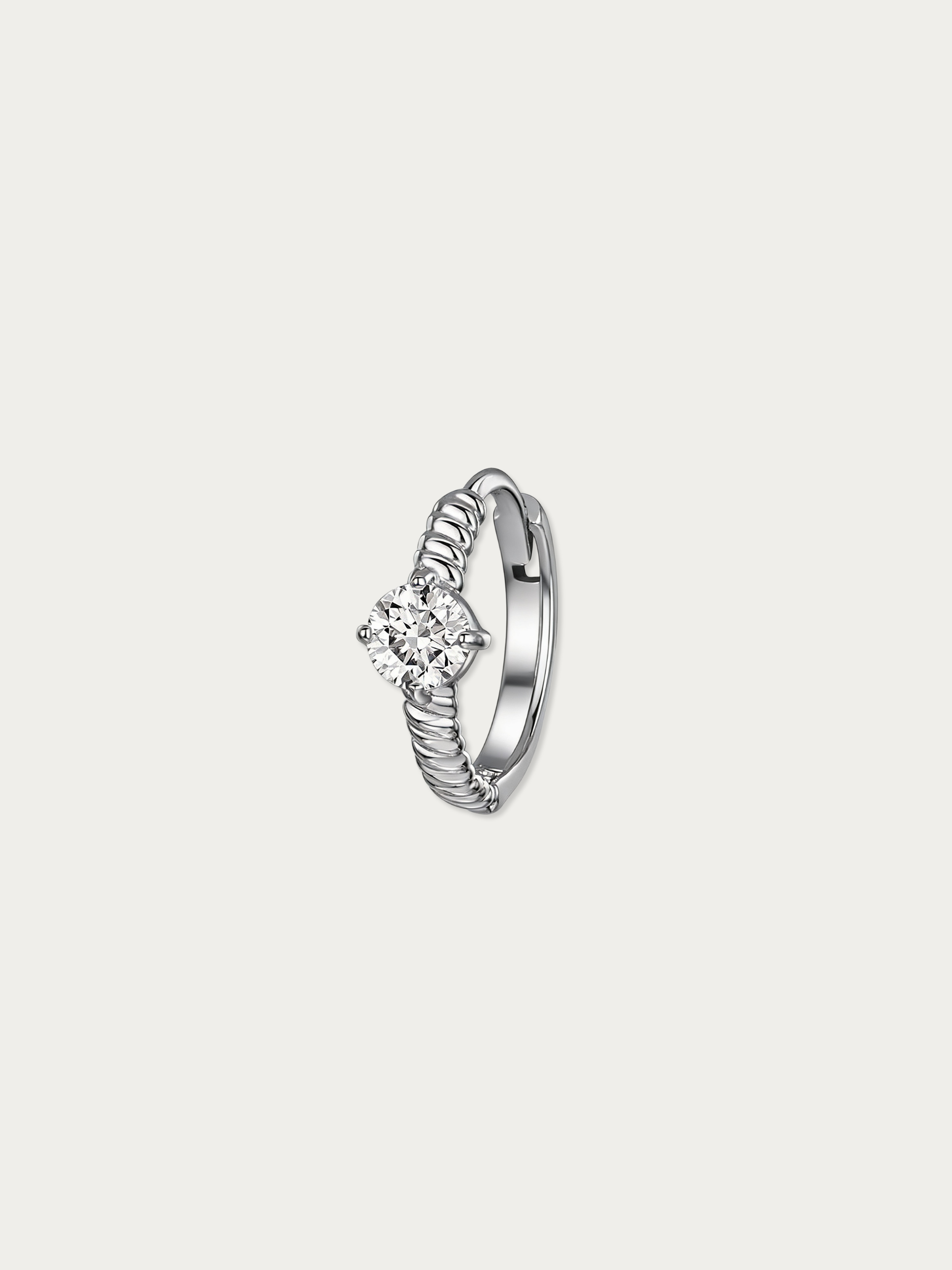 MNML Selene Rope Crystal Single Huggie in 925 silver — front view, crystal huggie earring Malaysia