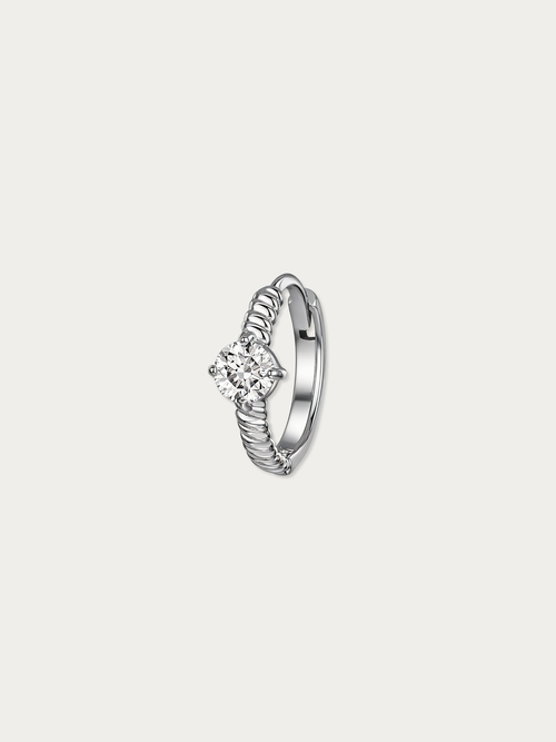 MNML Selene Rope Crystal Single Huggie in 925 silver — front view, crystal huggie earring Malaysia