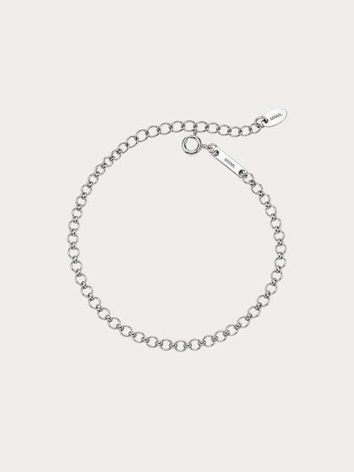 Semi-fine rolo chain bracelet in rhodium-plated 925 sterling silver, front view