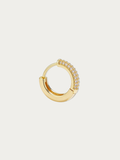 MNML Shaine 18K Gold Half Pavé Single Huggie in 925 silver with CZ — front view, half pavé gold huggie Malaysia