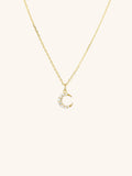 MNML SIERRA Sparkling Moon Necklace in 925 silver gold — front view, crescent moon necklace Malaysia