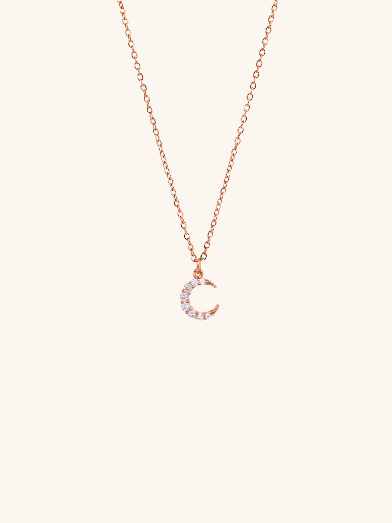 MNML SIERRA Sparkling Moon Necklace in rose gold — rose gold moon necklace Malaysia
