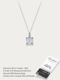MNML Solenne Moissanite Necklace 1ct Asscher cut in 925 silver — front view, Asscher moissanite necklace Malaysia