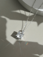Sparkle detail on MNML Solenne Moissanite Necklace — 1ct Asscher cut fire and step-cut brilliance