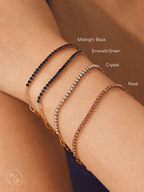 Close-up of CZ stones on MNML Spark Link Bracelet — brilliant cubic zirconia gold bracelet