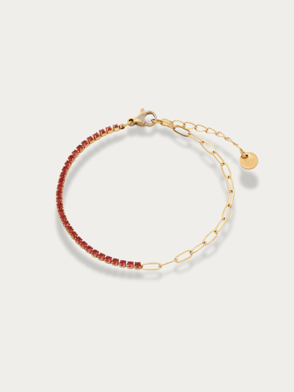 Flat lay of MNML Spark Link Bracelet — 18K PVD titanium gold CZ jewelry Malaysia