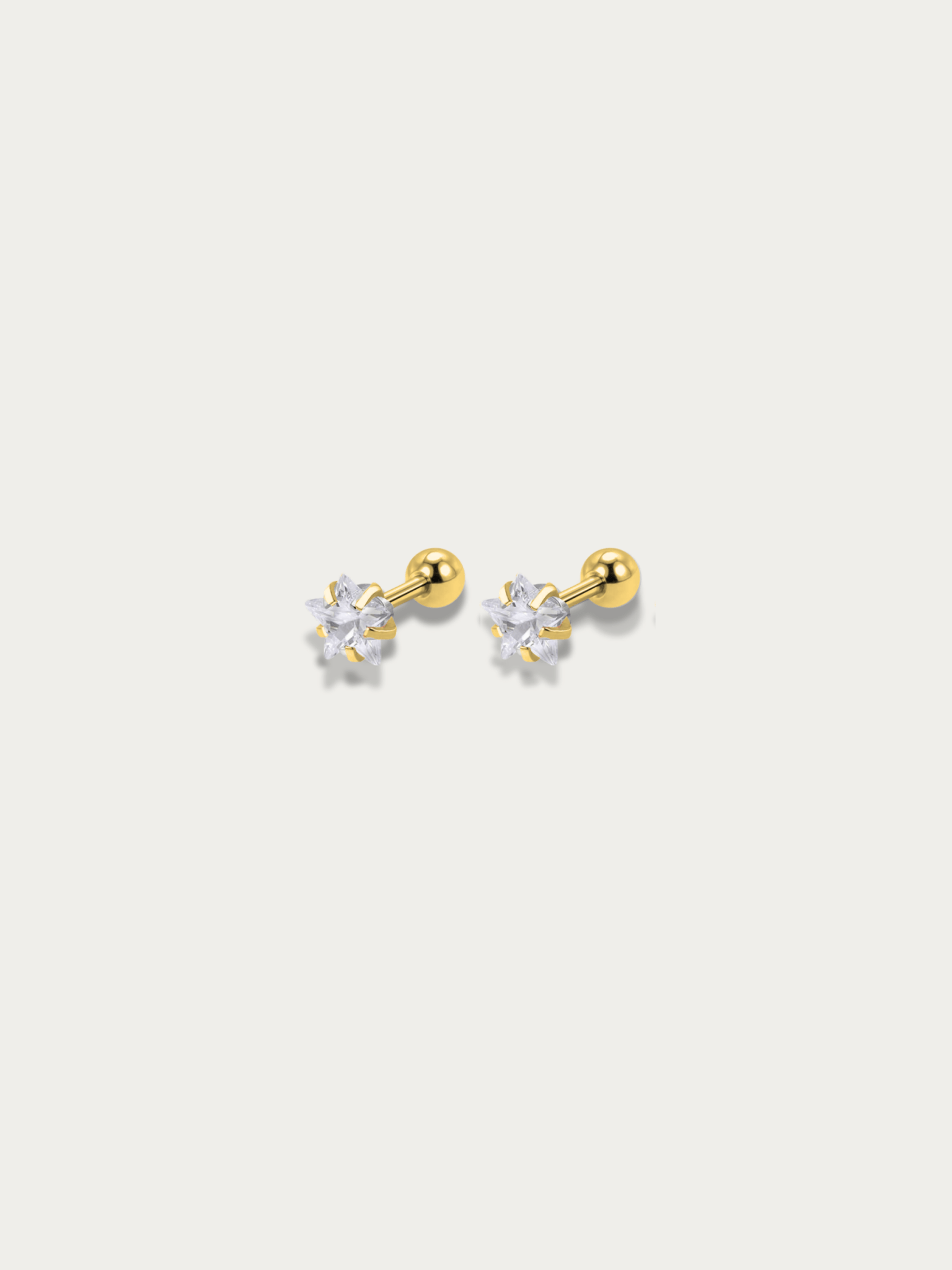 MNML Star Coloured Diamond Stud Barbell Earrings titanium gold clear CZ — gold star stud barbell Malaysia
