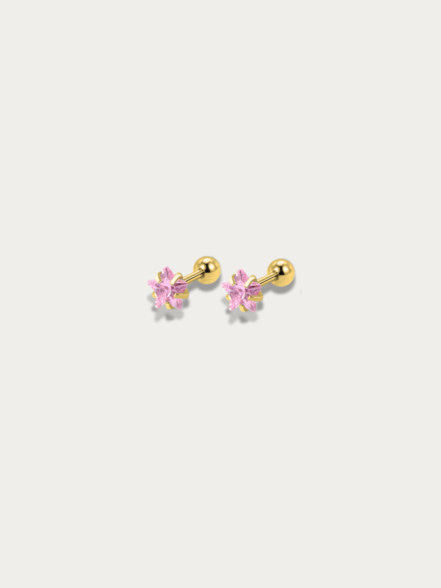 MNML Star Barbell Earrings pink CZ detail — pink star stud barbell earrings Malaysia