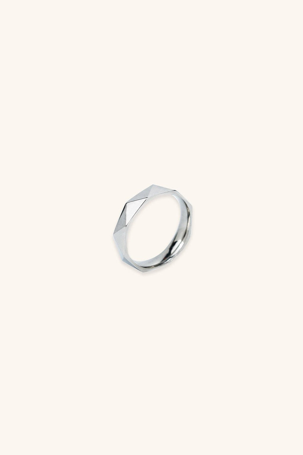 MNML Trion Rhombus Ring in titanium silver — front view, geometric ring Malaysia