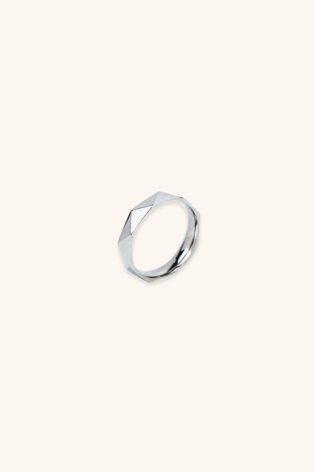 MNML Trion Rhombus Ring in titanium silver — front view, geometric ring Malaysia