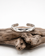 MNML Troy Sculpted Utility Open Bangle in 316L steel silver — front view, open cuff bangle Malaysia