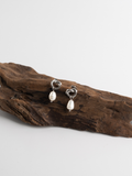 MNML Twist Knot Freshwater Pearl Earrings in titanium silver — front view, pearl stud earrings Malaysia
