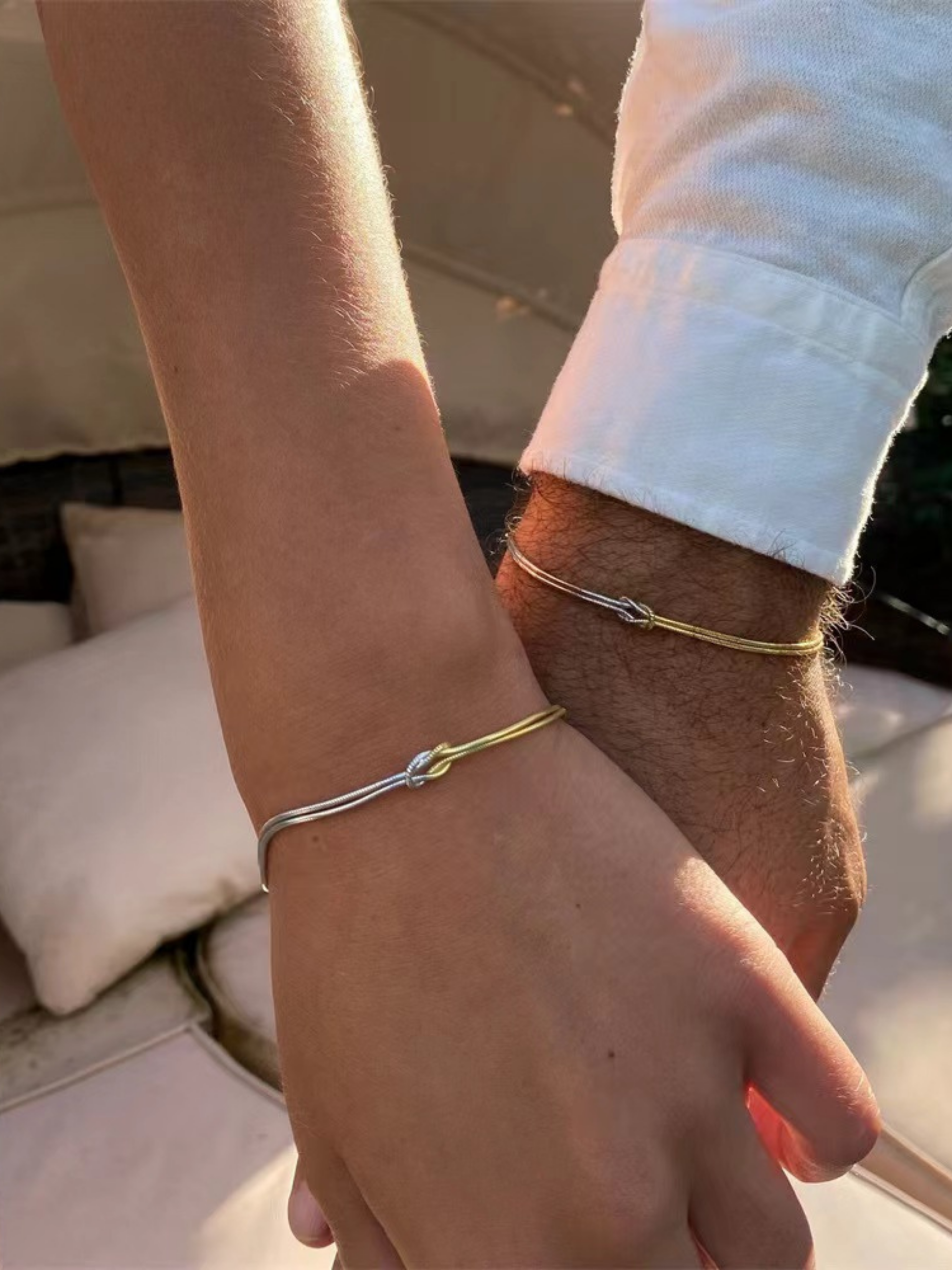 MNML Unity Bi-Color Snake Chain Bracelet couple styling — matching symbolic bracelet Malaysia