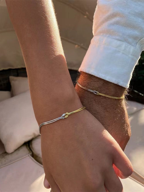 MNML Unity Bi-Color Snake Chain Bracelet couple styling — matching symbolic bracelet Malaysia