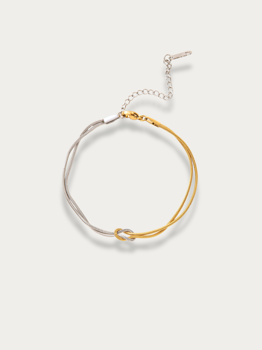MNML Unity Bi-Color Double Knotted Snake Chain Bracelet — front view, gold silver bracelet Malaysia