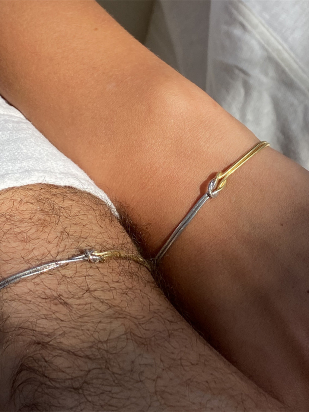 Gold and silver snake chain detail on MNML Unity Bi-Color Bracelet — bi-color contrast stainless steel