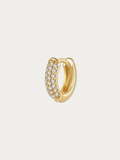 MNML Valentina 18K Gold Pavé Single Huggie in 925 silver with CZ — front view, gold huggie earring Malaysia