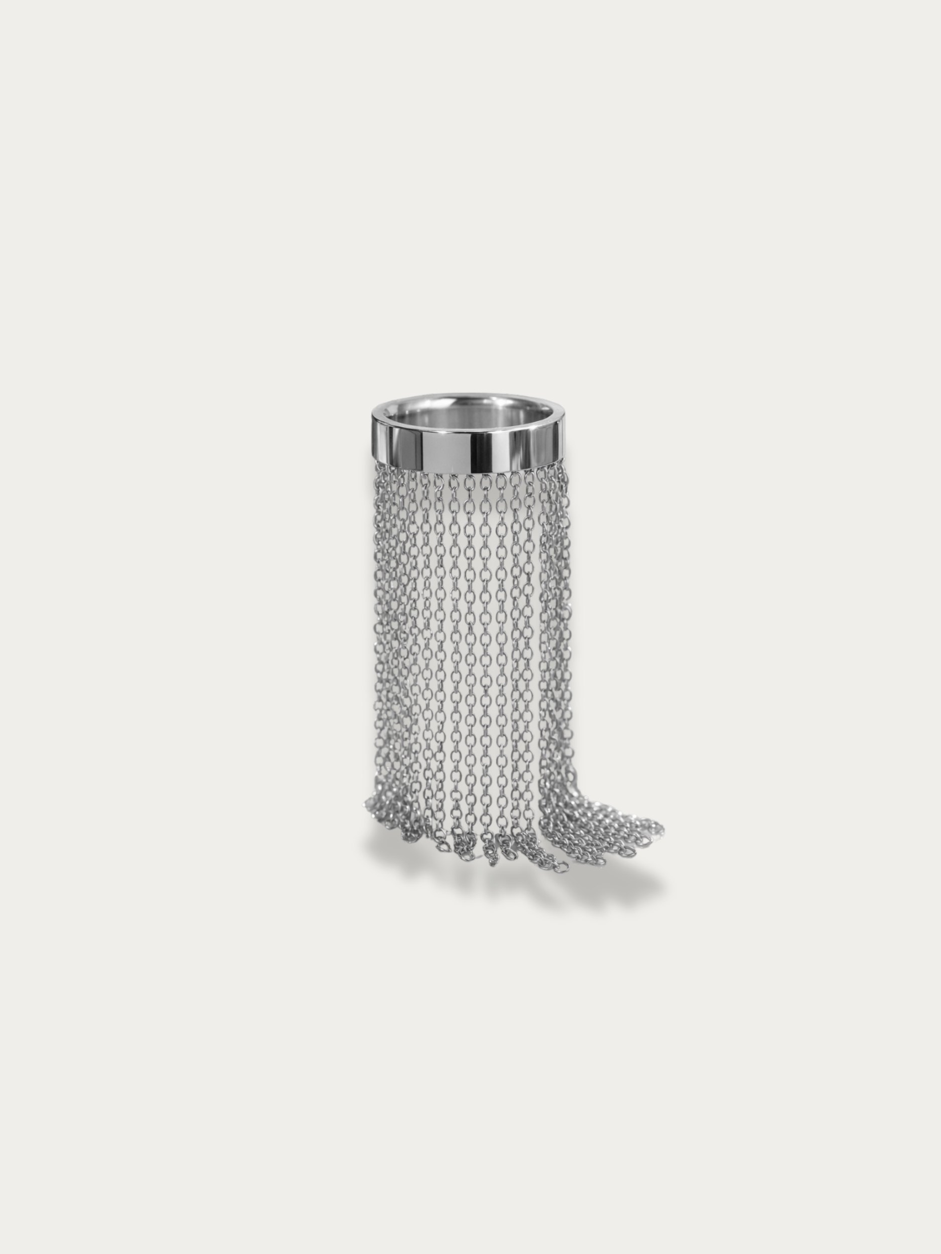 MNML Vanta Fringe Chain Ring in stainless steel silver — front view, fringe chain ring Malaysia