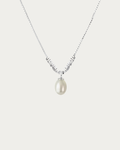 Vidal Stardust Freshwater Pearl Necklace with coiled wire pendant, 925 sterling silver