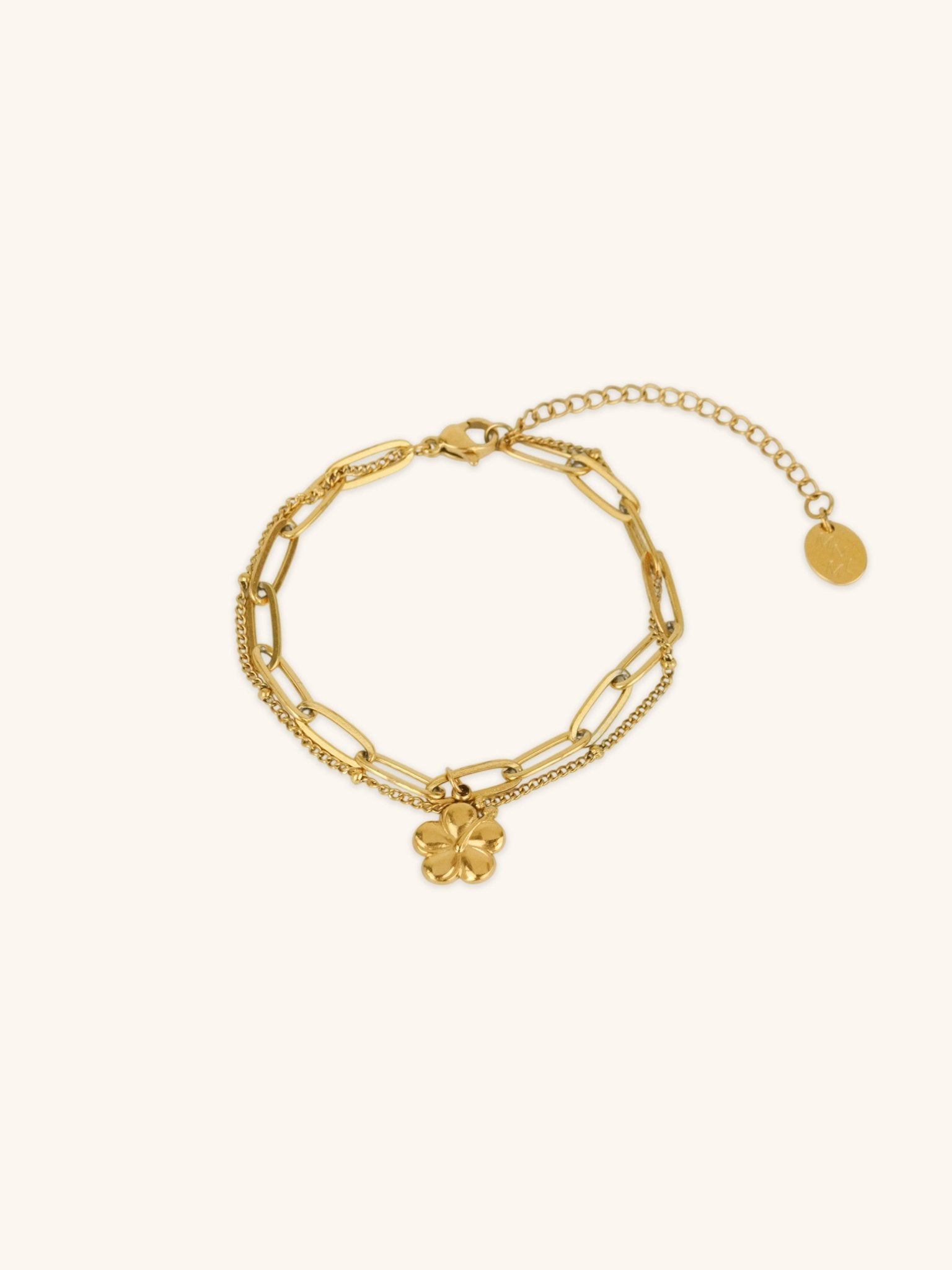 MNML x Zee Avi Hibiscus Layered Bracelet gold dual-layer stainless steel