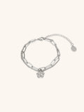 MNML x Zee Avi Hibiscus Layered Bracelet silver dual-layer stainless steel