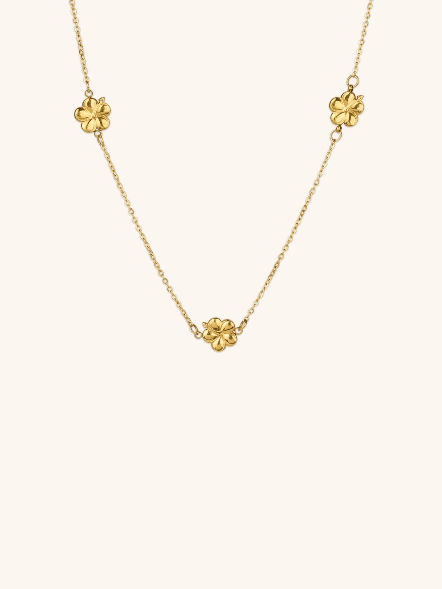 MNML x Zee Avi Trio Hibiscus Long Necklace gold stainless steel