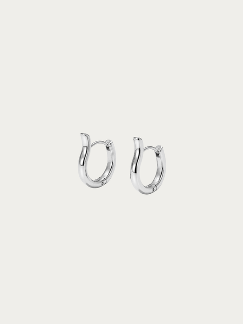 Momentum Hoop Earrings in polished silver titanium