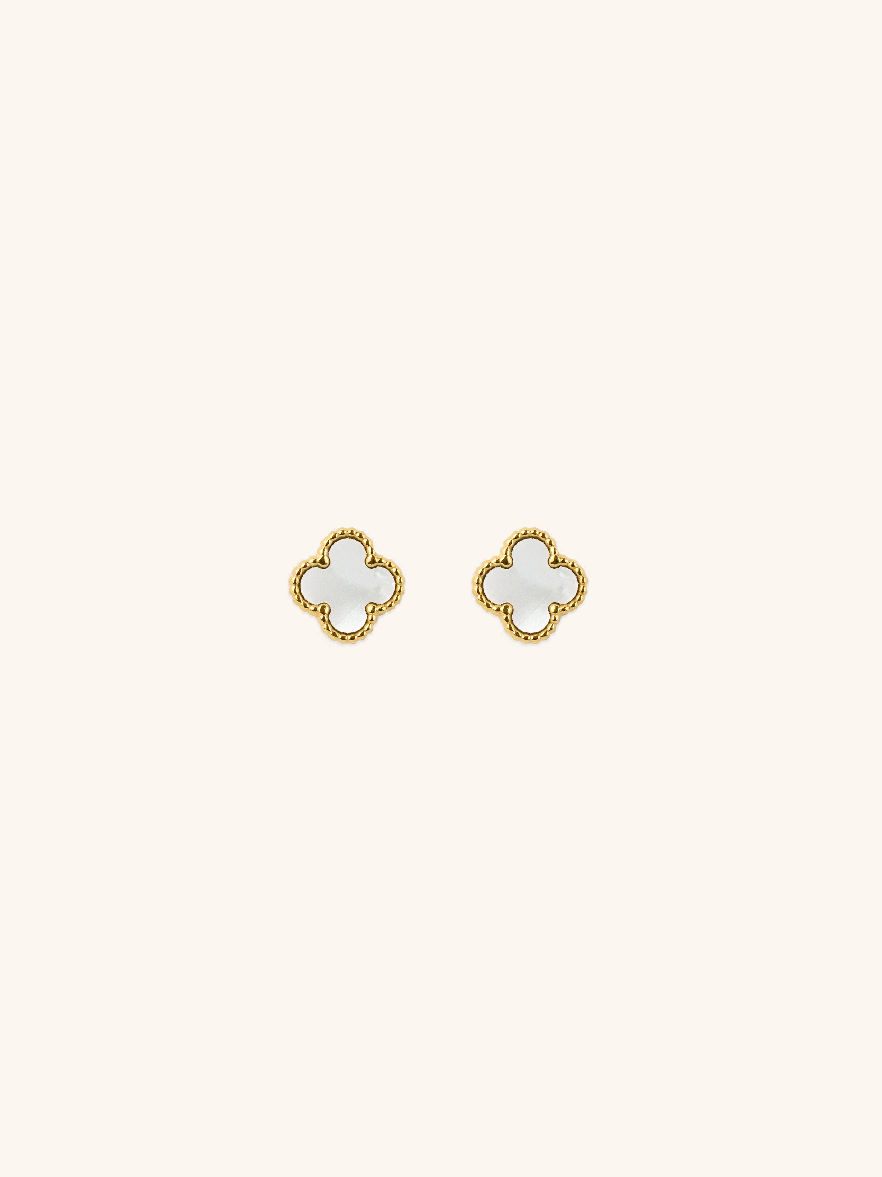 mother of pearl clover stud earrings titanium malaysia