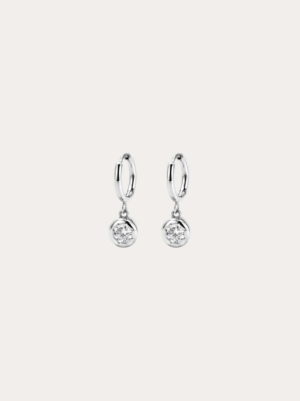 Muse Diamond Core Earrings in silver titanium with cubic zirconia drop