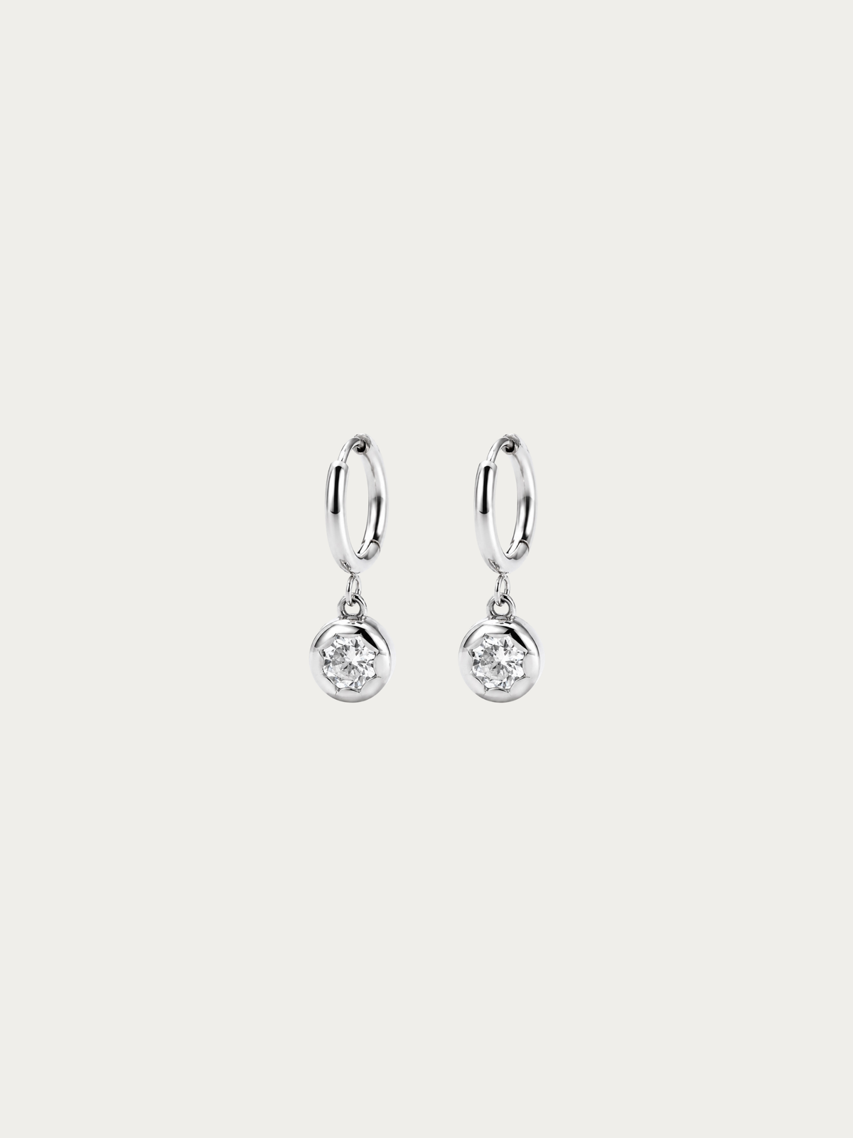 Muse Diamond Core Earrings in silver titanium with cubic zirconia drop