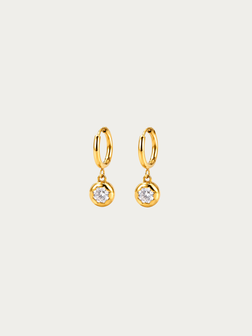 Muse Diamond Core Earrings in gold titanium with cubic zirconia drop