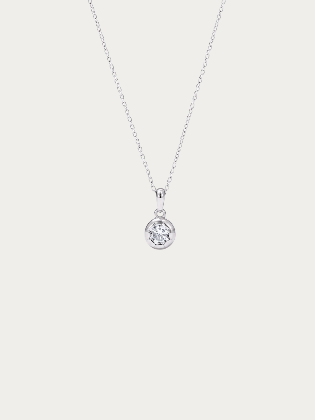 Muse Diamond Core Necklace in silver titanium with bezel-set cubic zirconia