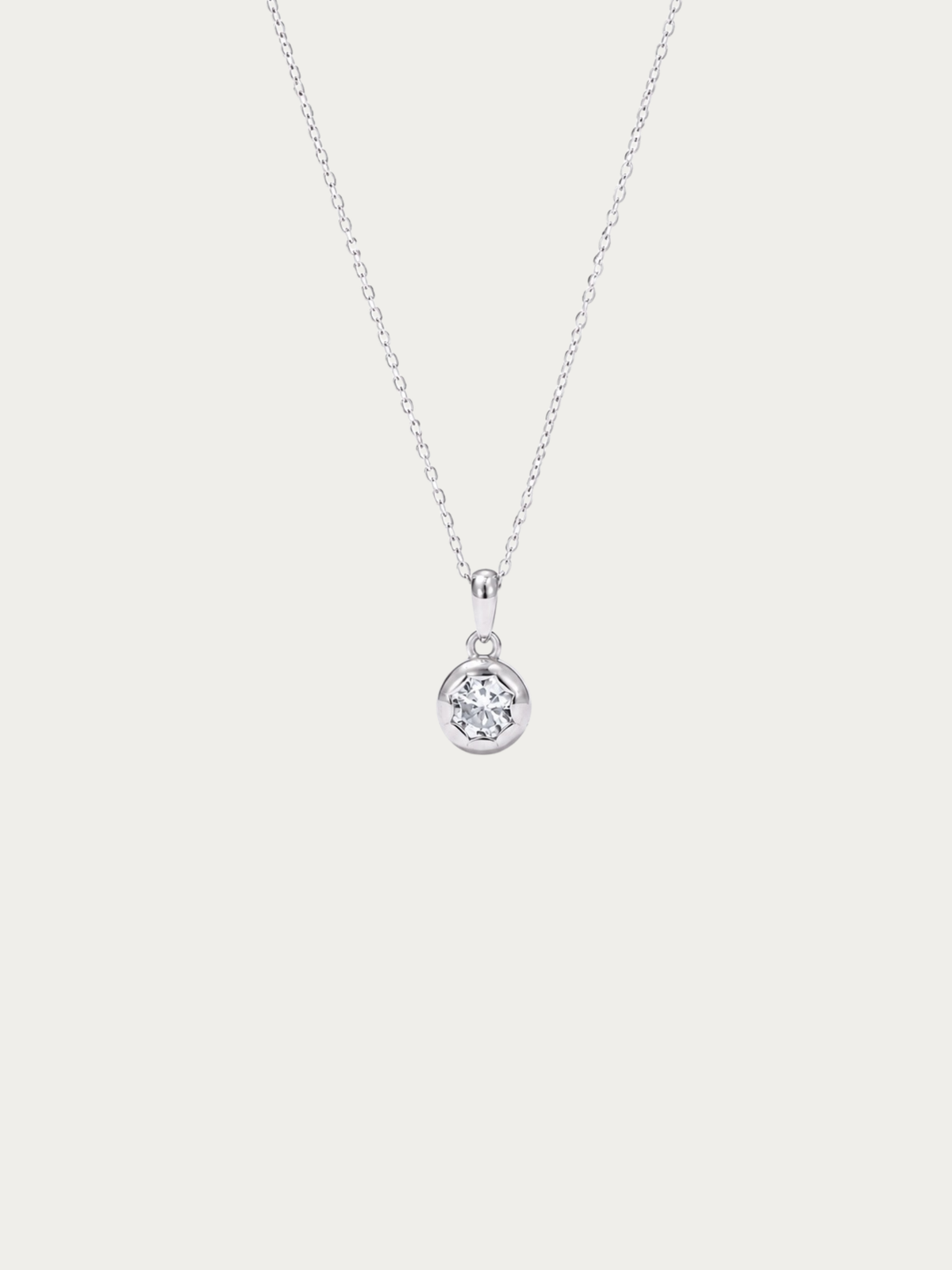 Muse Diamond Core Necklace in silver titanium with bezel-set cubic zirconia