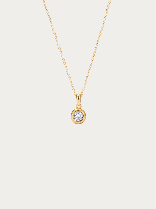 Muse Diamond Core Necklace in gold titanium with bezel-set cubic zirconia