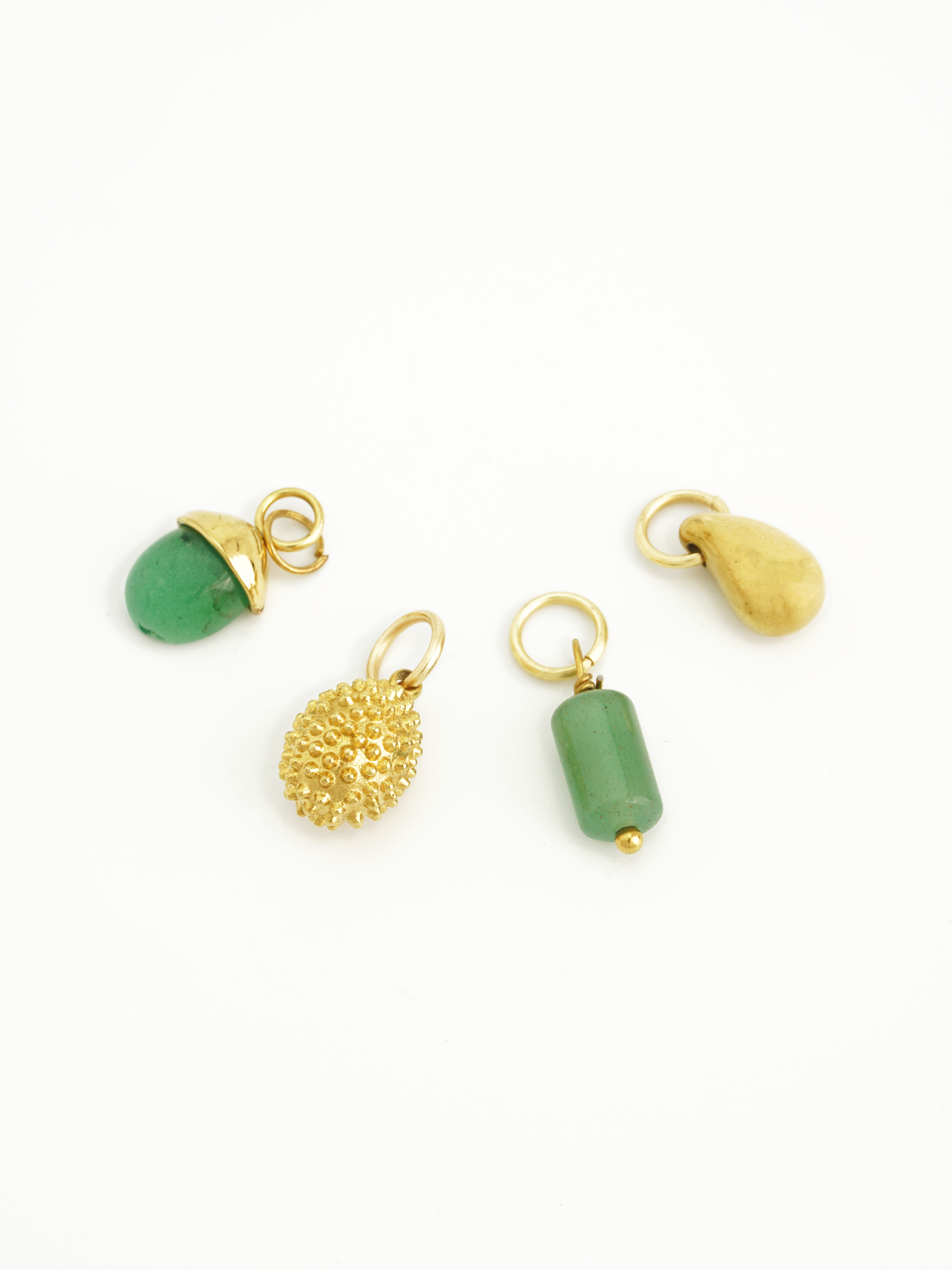 Green natural stone charm 18K gold plated accessory