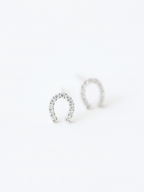 Macro detail of pavé cubic zirconia on Nia Horseshoe Studs
