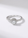 Close-up of NOELLE Solitaire Diamond Ring halo setting