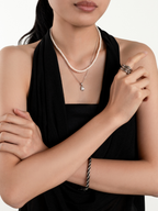 Nora Organic Pendant Necklace worn on neckline