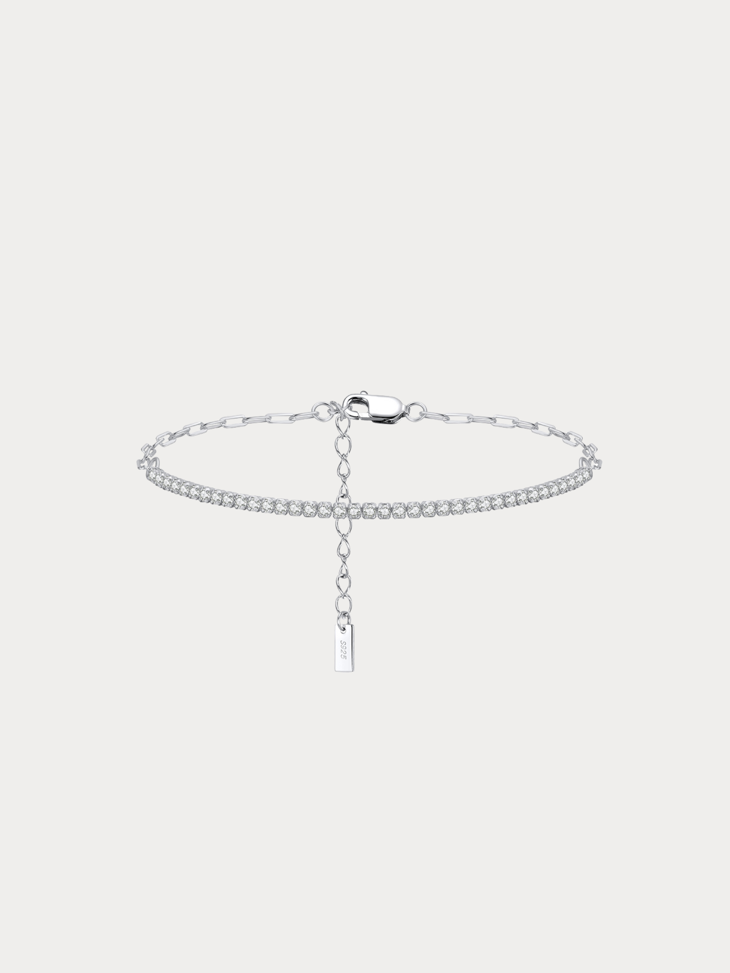 NORA Tennis Paperclip Chain Bracelet in sterling silver, studio hero shot