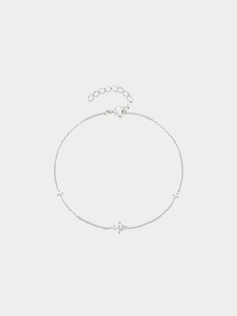 NORTH Sparkling Diamonds Bracelet full flat lay, 925 sterling silver