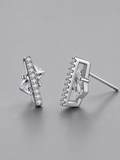 Macro detail of kite-cut cubic zirconia stones on Nova Floating Prism Stud Earrings