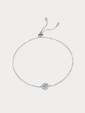 ODILIA Diamond Heart Bracelet full flat lay, 925 sterling silver