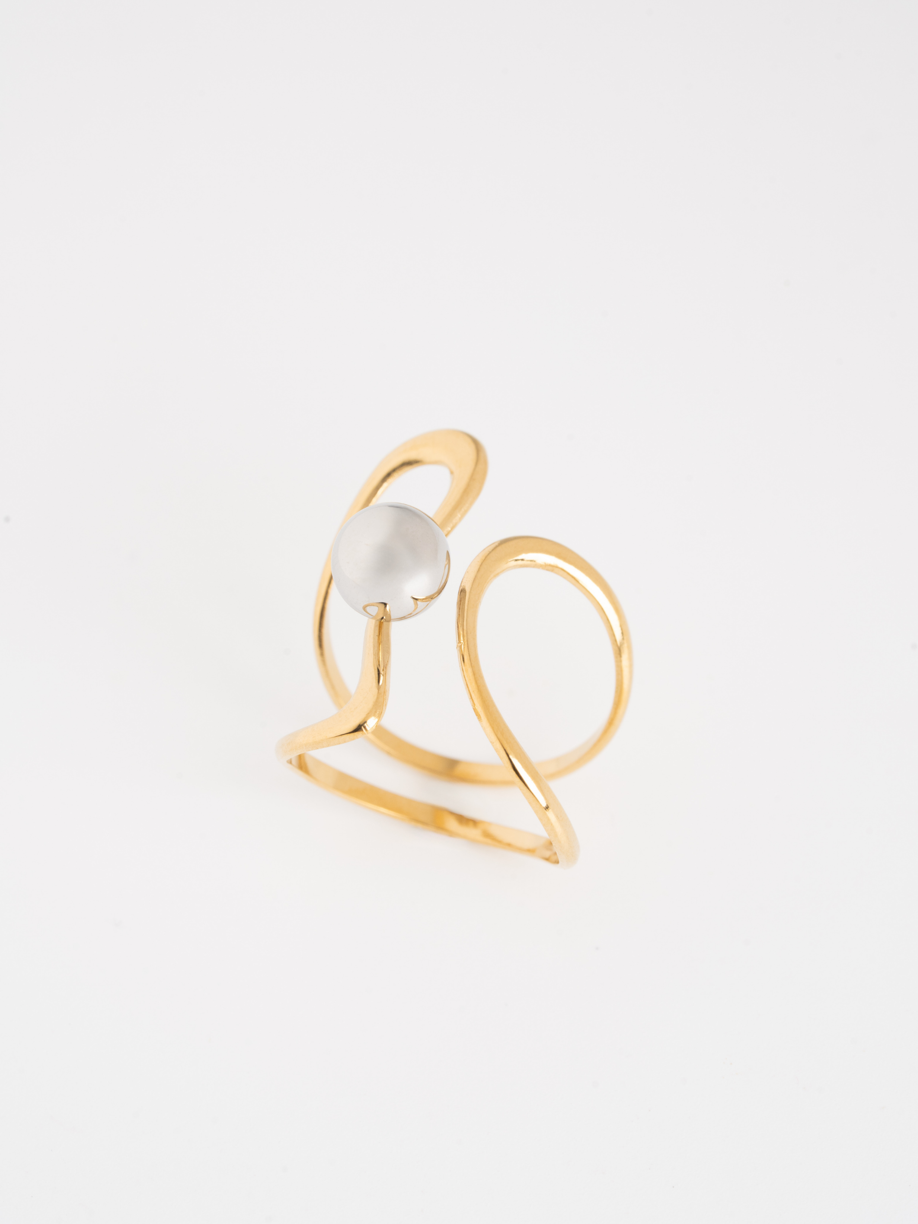 MNML Orb Twist Open Ring in gold stainless steel — front view, open twist ring Malaysia