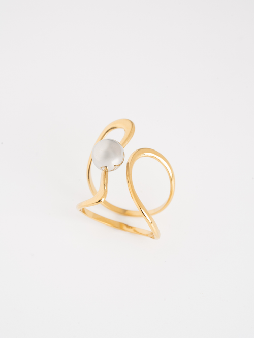 MNML Orb Twist Open Ring in gold stainless steel — front view, open twist ring Malaysia