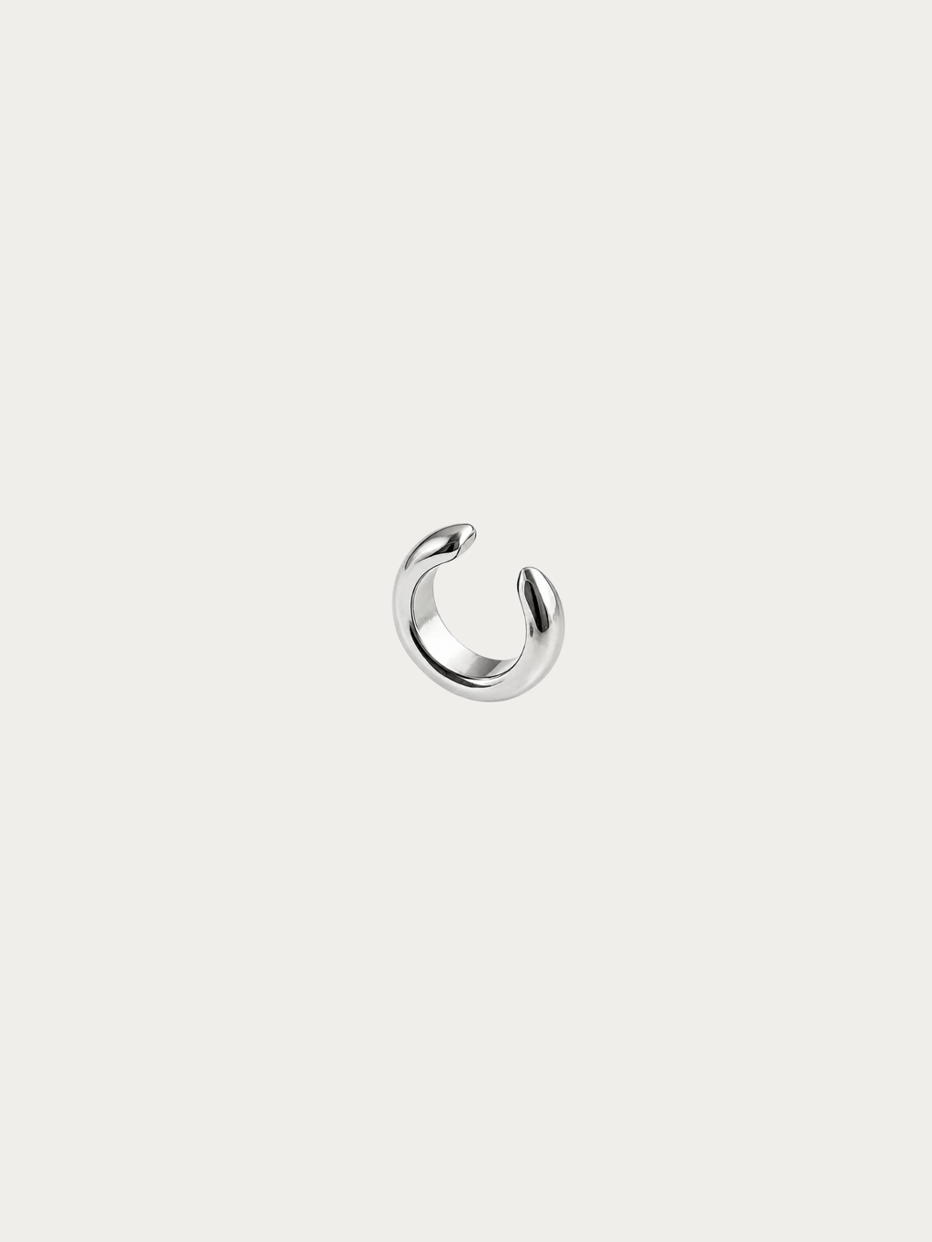 Orbit Dome Single Ear Cuff in polished silver stainless steel